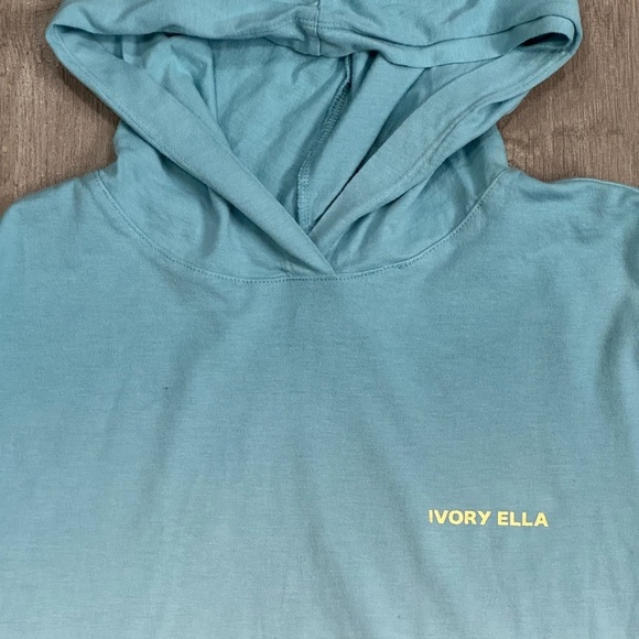 Women’s Ivory Ella XS 0 - 2 Hoodie Sweatshirt T-Shirt Hooded Ombre Blue NWT - Picture 6 of 10